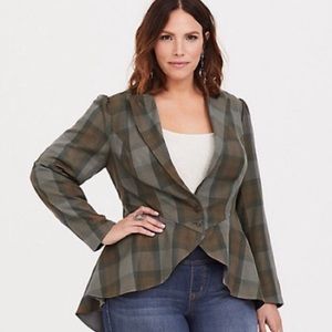 TORRID OUTLANDER PLAID LACE-UP JACKET size 2 NWT
